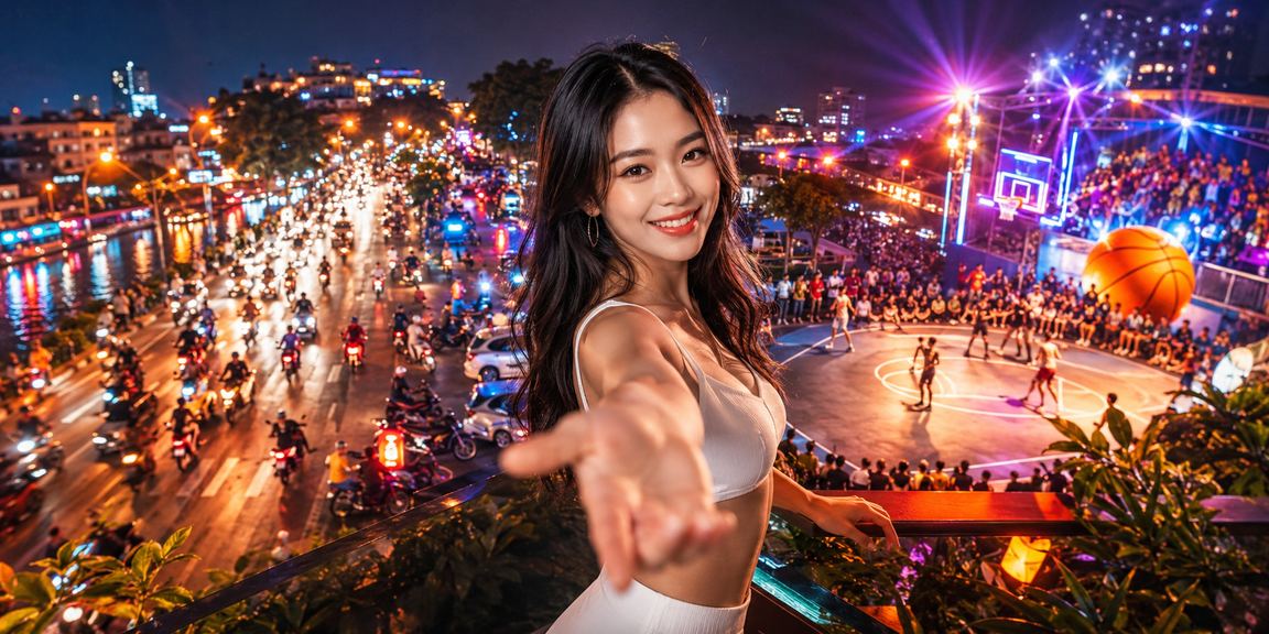Người hâm mộ bóng rổ tại chợ đêm Hà Nội theo dõi kèo cá cược thể thao trên điện thoại